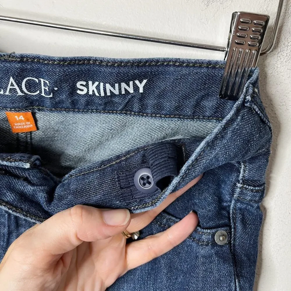 Children's Place Girl's Skinny Jeans 14 Dark Wash High Rise Denim 100% Cotton